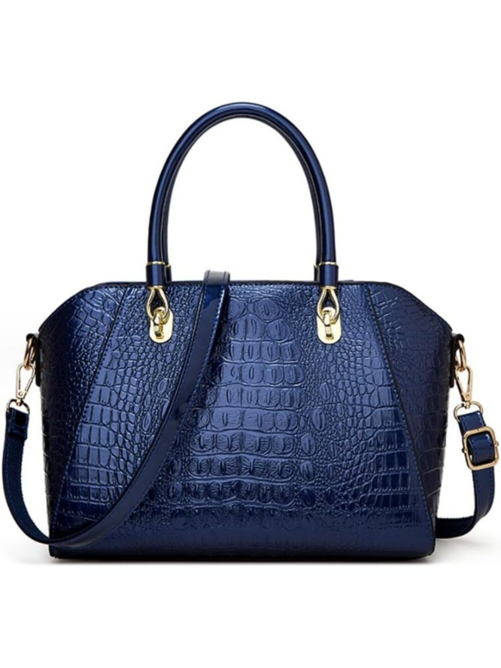 Elegant Crocodile Pattern Tote Bag | Glossy Satchel Handbag | Stylish Shoulder